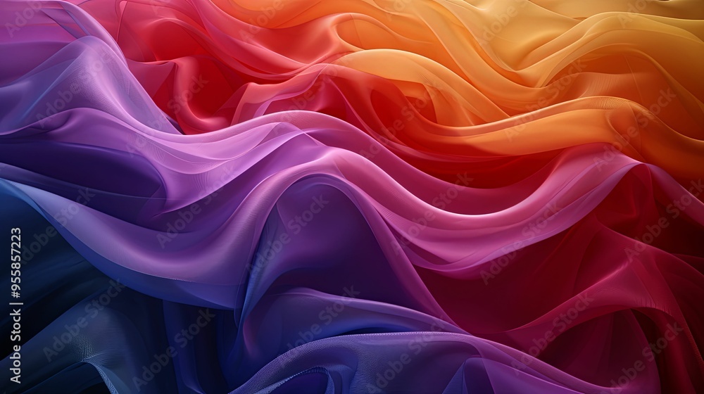 Obraz premium Abstract Wavy Pattern of Multicolored Fabric