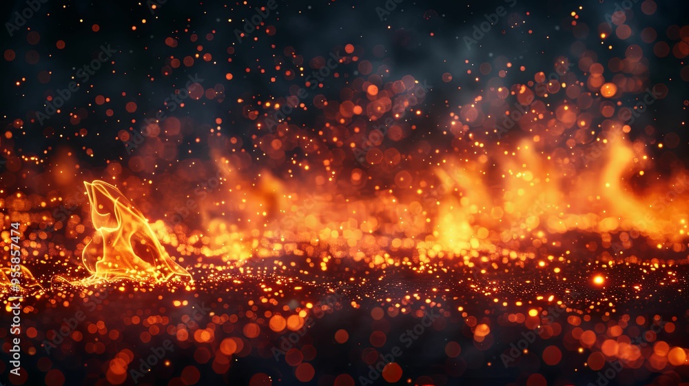 Abstract Flame with Sparkles and Bokeh Lights Abstract Flame with Sparkles and Bokeh Lights