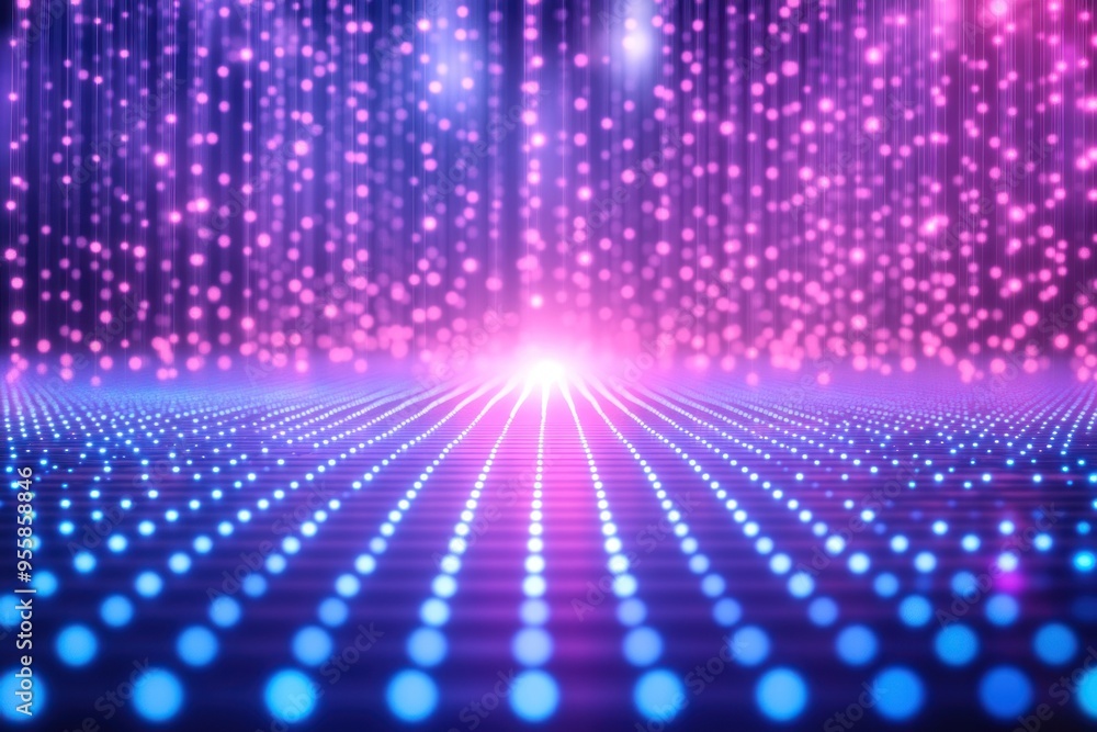 A grid of glowing blue dots on the floor, creating an abstract background A grid of glowing blue dots on the floor, creating an abstract background