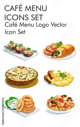 Cafe menu logo vector icon set 