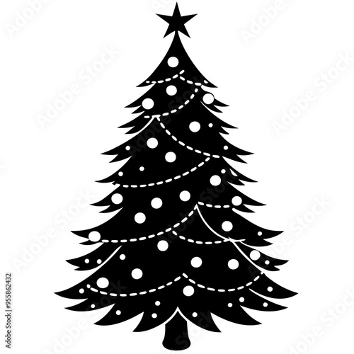 Christmas tree black silhouette Vector illustration   