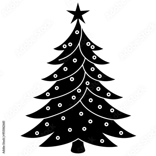 Christmas tree black silhouette Vector illustration   