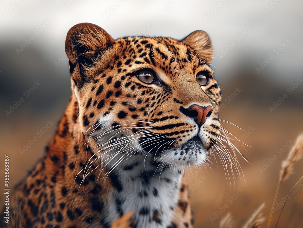 Fototapeta premium Wild Leopard, Close Up Big Cat, African Wildlife Portrait