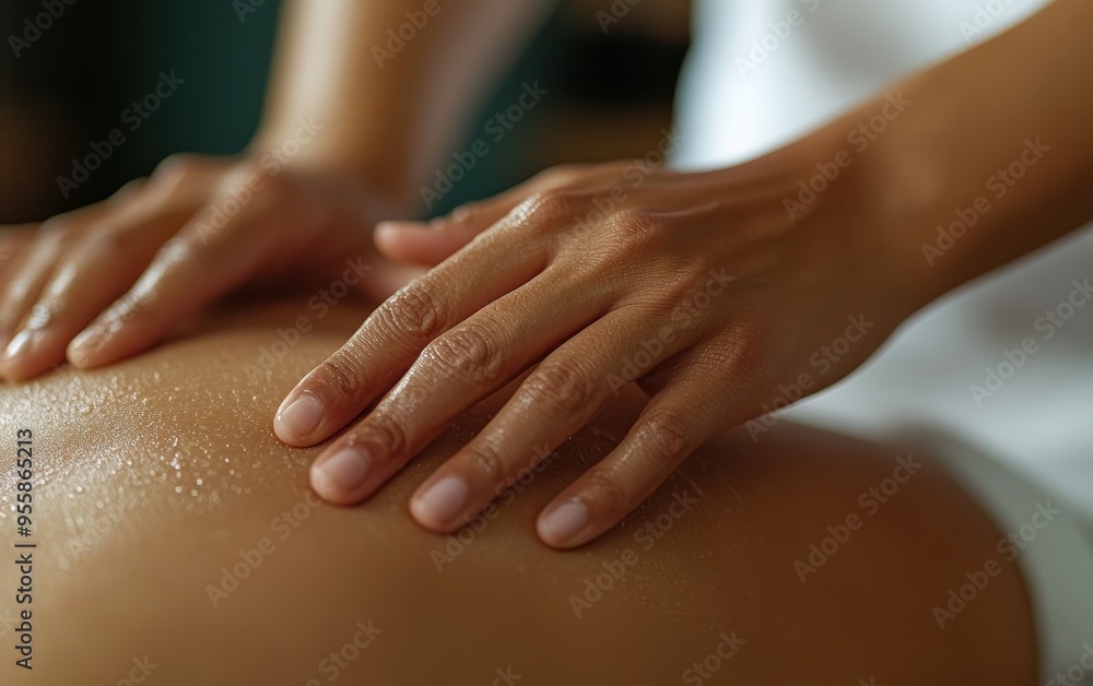 Close-up of Hands Massaging Back with Oil Close-up of Hands Massaging Back with Oil