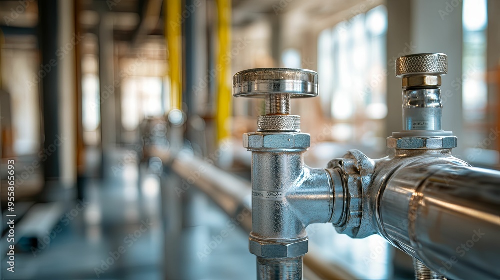 Industrial Pipe Valve Controls Flow in Pipeline System Industrial Pipe Valve Controls Flow in Pipeline System