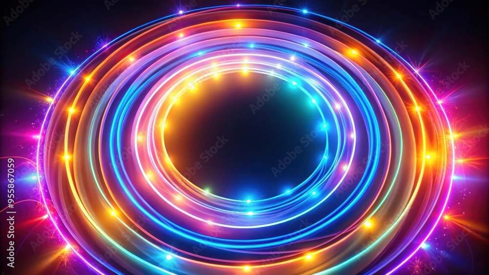 Close-up of vibrant glowing light rings capturing energy and illumination, abstract, vibrant, glowing, light, rings Close-up of vibrant glowing light rings capturing energy and illumination, abstract, vibrant, glowing, light, rings