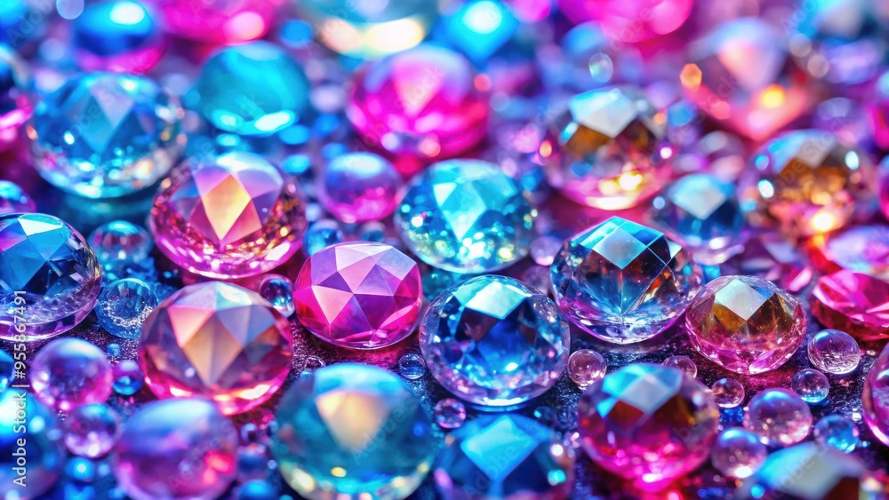 Abstract rhinestones background with multi-colored light, pink and blue shine diamonds Abstract rhinestones background with multi-colored light, pink and blue shine diamonds