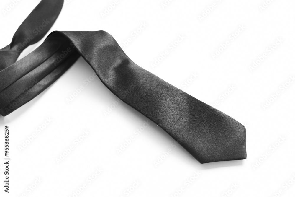 black necktie isolated on white background, father day concept and business style black necktie isolated on white background, father day concept and business style