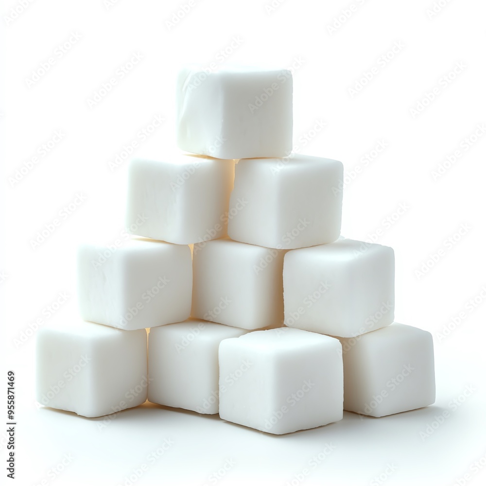 a sugar cube stack, geometric arrangement, clean and white, isolated on white background a sugar cube stack, geometric arrangement, clean and white, isolated on white background