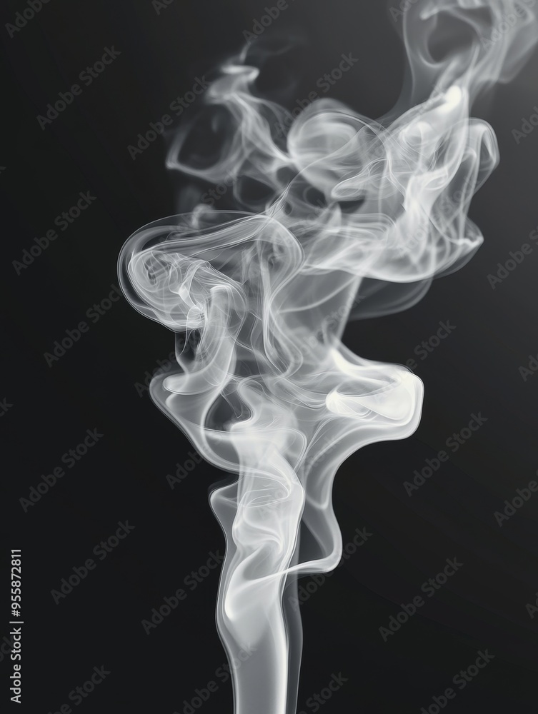 A captivating image of white smoke swirling gracefully against a stark black backdrop. The smoke forms intricate patterns and shapes, creating a sense of ethereal beauty, mystery, and the ephemeral na A captivating image of white smoke swirling gracefully against a stark black backdrop. The smoke forms intricate patterns and shapes, creating a sense of ethereal beauty, mystery, and the ephemeral na