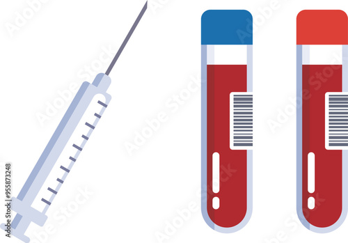 注射器と採血管のイラスト