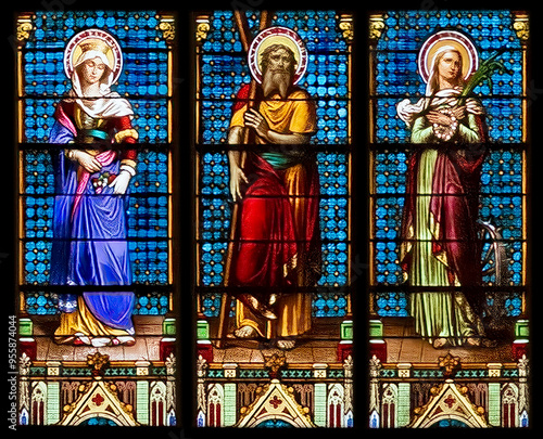 Cathedral religious stained glass windows artwork