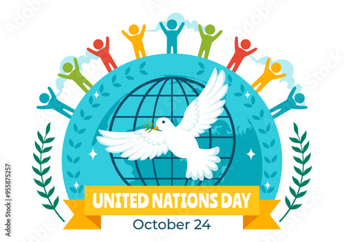 United Nations Day Celebration Vector Illustration on 24 October Featuring a Hand Holding the Earth to Public Service in a Flat Cartoon Background