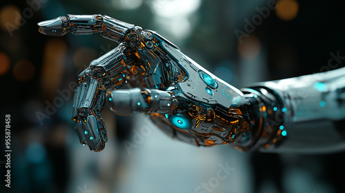 Cybernetic augmentation through prosthetics, visualizing the enhancement of human abilities with advanced prosthetic technology