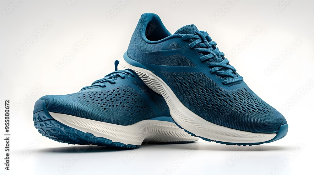 Blue Running Shoes with White Sole Product Photography Blue Running Shoes with White Sole Product Photography