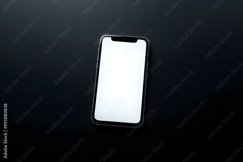 mobile phone with a blank white screen on a black background mobile phone with a blank white screen on a black background