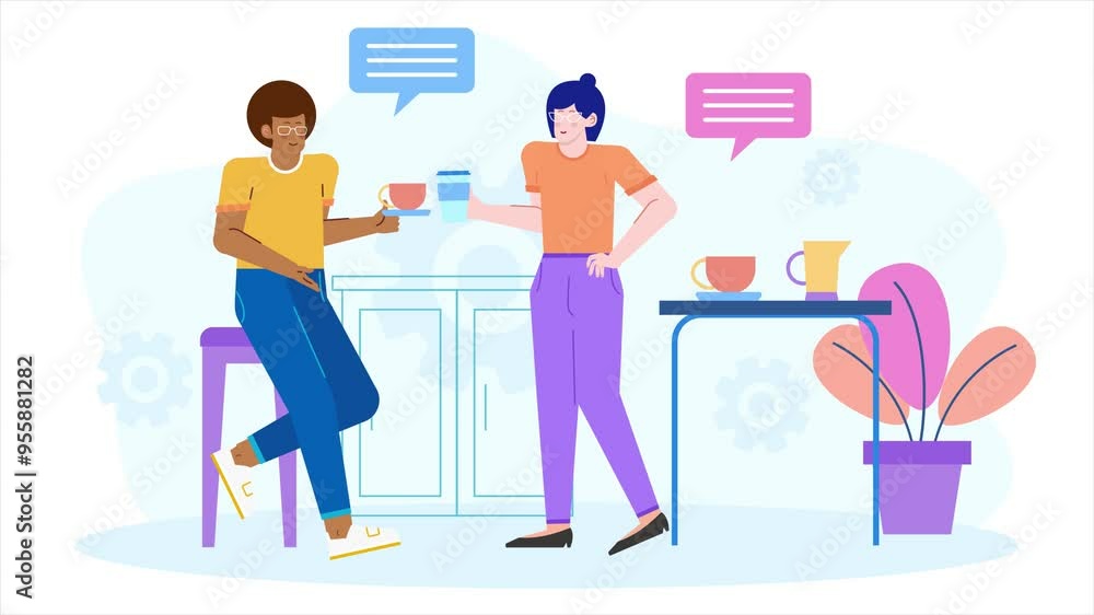 colleagues taking breaks and having coffee together illustration business animated video colleagues taking breaks and having coffee together illustration business animated video