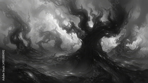 Wallpaper Mural Twisted Forest in a Glowing Haze Torontodigital.ca