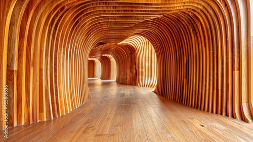 Wooden Arched Corridor Interior Design