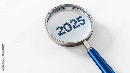 Magnifying Glass with 2025 in Focus