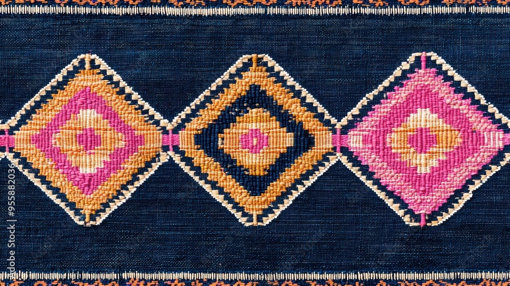 Blue Orange and Pink Woven Rug Texture Background Blue Orange and Pink Woven Rug Texture Background