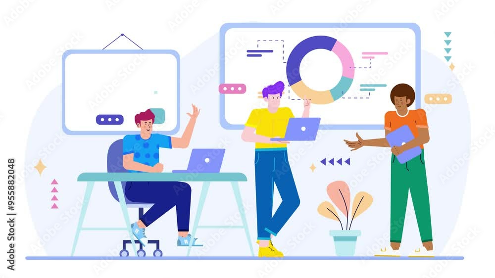 business teamwork preparing new project illustration business animated video business teamwork preparing new project illustration business animated video