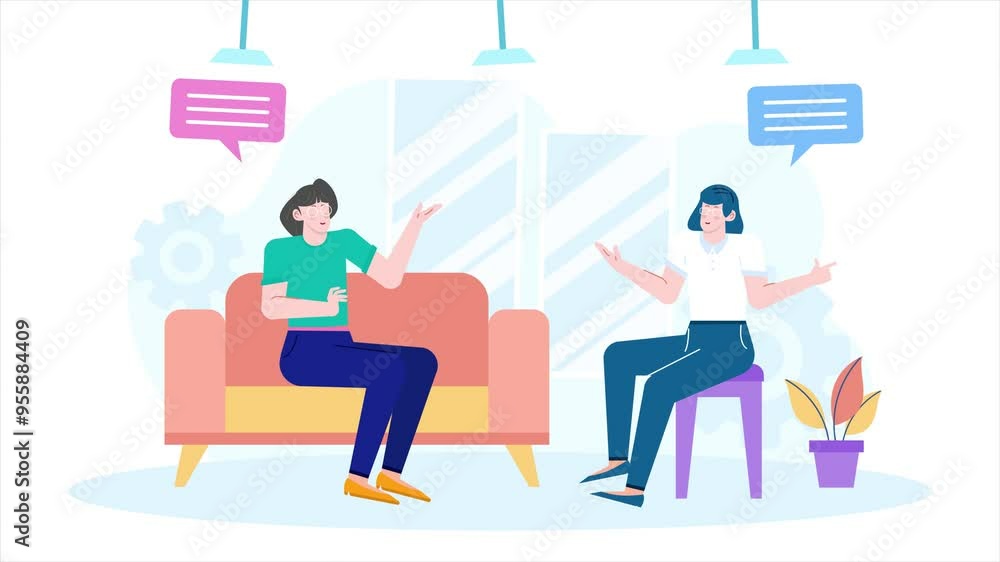 office break time with people engage in conversation illustration business animated video office break time with people engage in conversation illustration business animated video