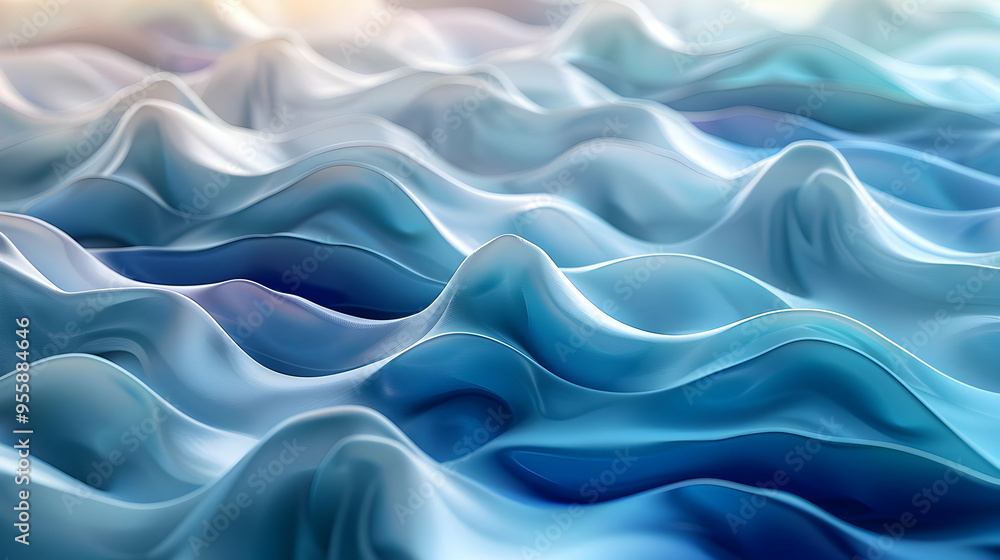 Abstract 3D Wavy Background in Blue Tones Abstract 3D Wavy Background in Blue Tones