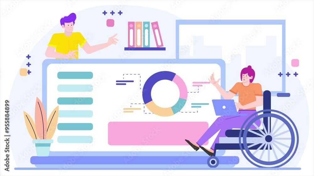 Initiatives promoting a diverse and inclusive workplace illustration business animated video Initiatives promoting a diverse and inclusive workplace illustration business animated video
