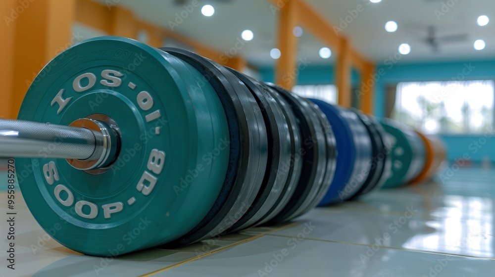 Obraz premium Closeup of Weight Plates in a Gym