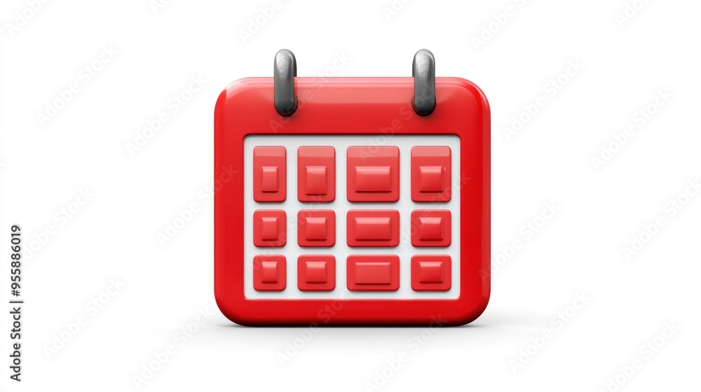Red Calendar Icon with White Background