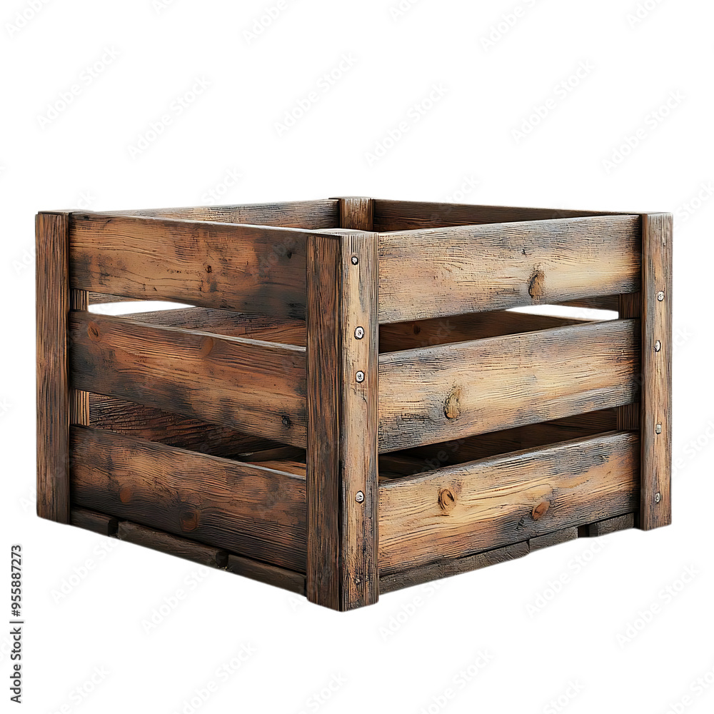 Rustic Wooden Crate with Transparent Background, Perfect for Farmhouse Decor Rustic Wooden Crate with Transparent Background, Perfect for Farmhouse Decor