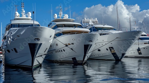 Luxury Yachts Docked in a Marina