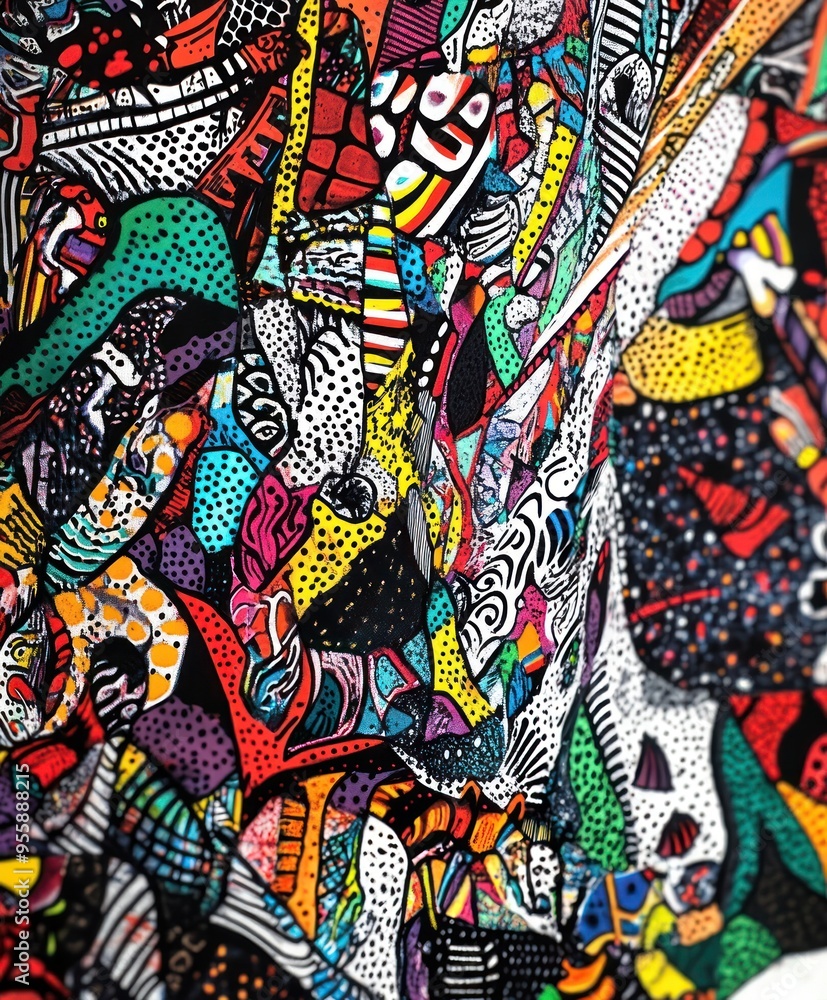 A vibrant abstract design filled with intricate patterns and colors. A vibrant abstract design filled with intricate patterns and colors.