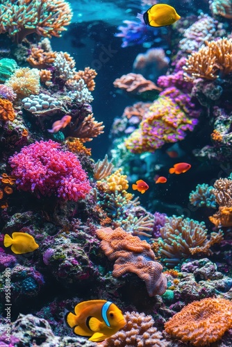 Wallpaper Mural Vibrant Coral Reef with Yellow and Orange Fish Torontodigital.ca