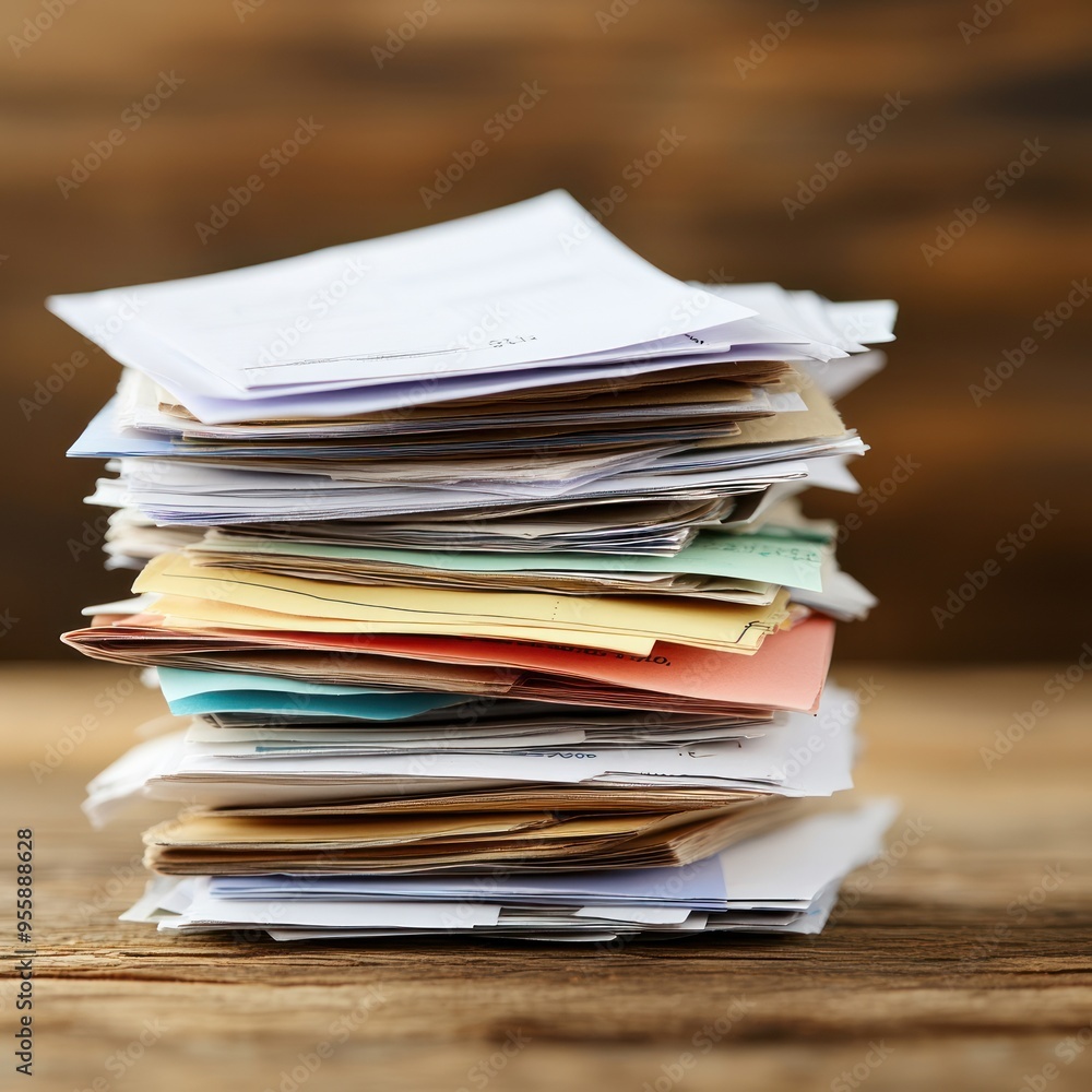 Pile of overdue utility bills, showing household debt challenges