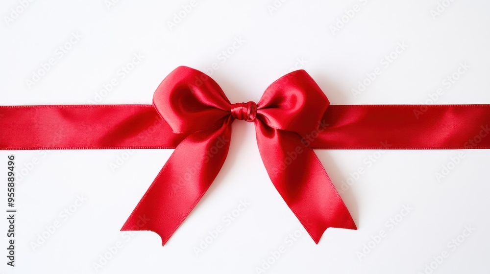 Red Satin Ribbon Bow on White Background Red Satin Ribbon Bow on White Background