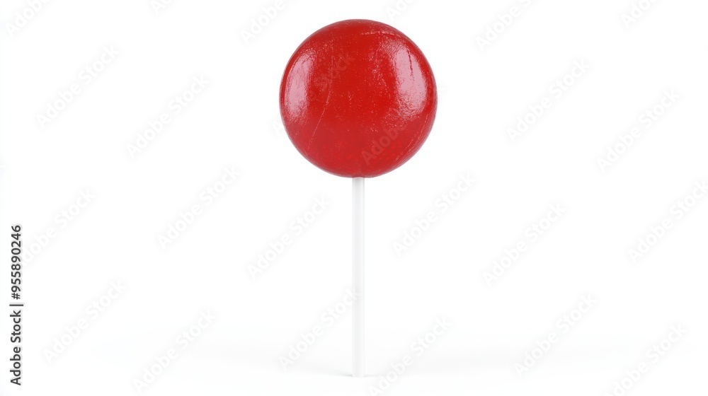 Single Red Round Lollipop on White Stick Single Red Round Lollipop on White Stick