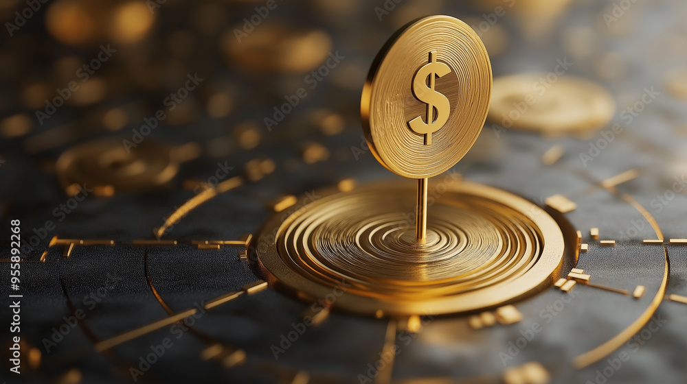 Golden Dollar Sign on Abstract Background Golden Dollar Sign on Abstract Background
