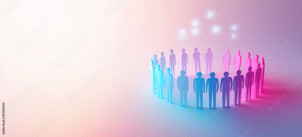 Group of People Standing in a Circle Surrounded by Lights Group of People Standing in a Circle Surrounded by Lights