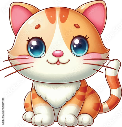 Illustration Clipart cat colorfull happy orange cute cat illustration good for tshirt