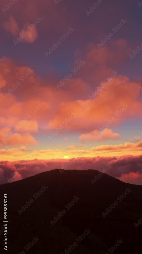 Volcanic crater on Reunion Island. France. Aerial view of the landscape at sunset Volcanic crater on Reunion Island. France. Aerial view of the landscape at sunset