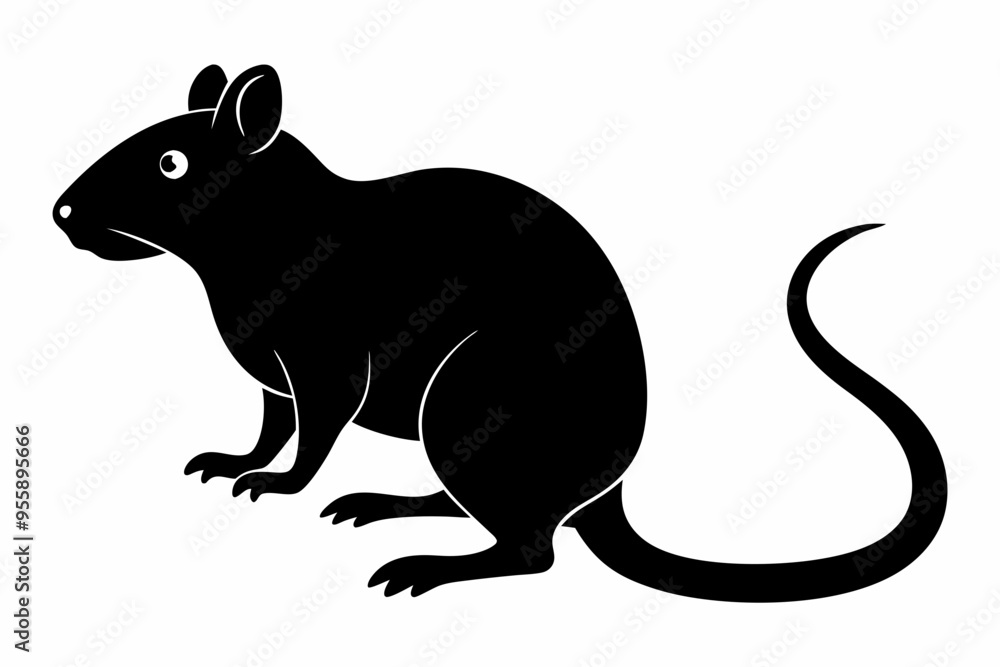 Fototapeta premium silhouette of ret, mouse icon, mouse rat silhouette isolated on white background