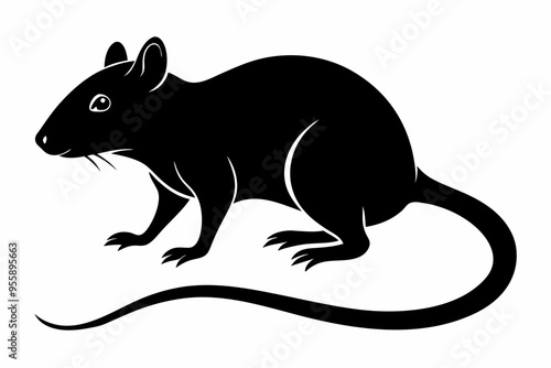silhouette of ret, mouse icon, mouse rat silhouette isolated on white background