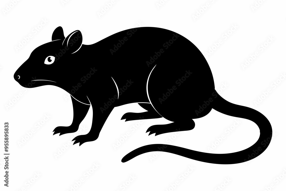 Obraz premium rat silhouette, Mouse silhouette vector, rat icon