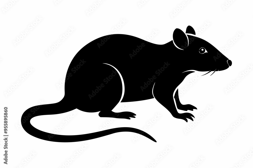 Obraz premium rat silhouette, Mouse silhouette vector, rat icon