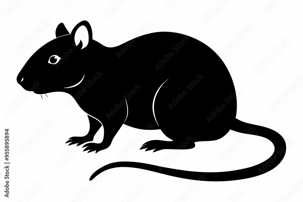 Obraz premium rat silhouette, Mouse silhouette vector, rat icon