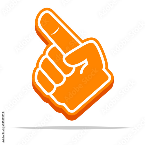 Pointing index finger fan sign flat color vector isolated illustration