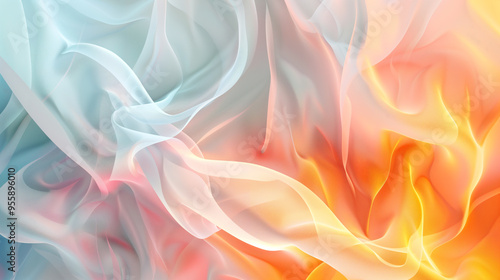 Abstract waveforms in smooth gradient orange and blue tones with flowing lines