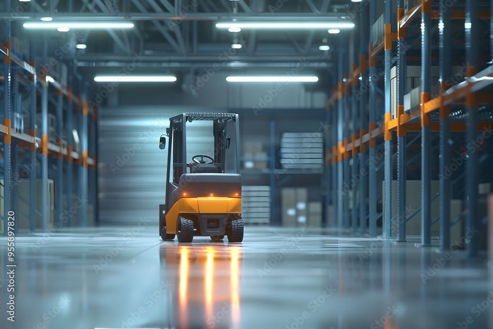 custom made wallpaper toronto digitalModern Warehouse Interior with Automated Forklift in Industrial Storage Facility